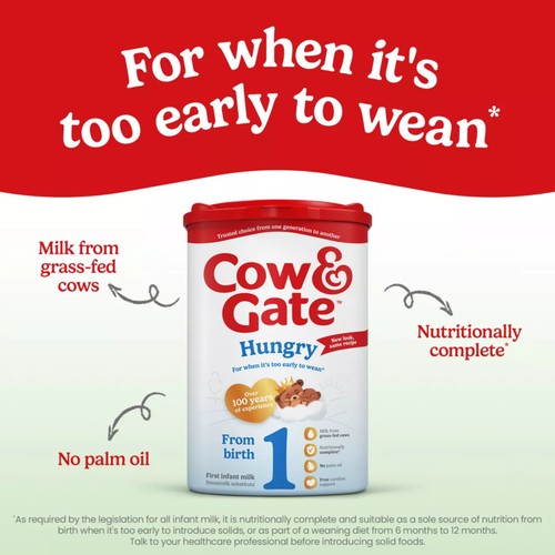 Cow & Gate Hungry First Infant Baby Milk Formula Powder from Birth thumbnail 2