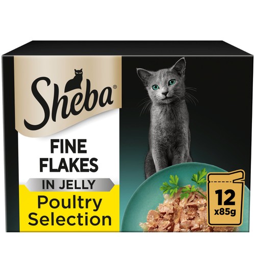 Sheba Fine Flakes Cat Food Pouches Poultry in Jelly