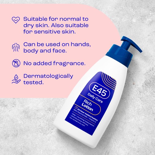 E45 Rich 24h Moisturiser Lotion for Very Dry Skin thumbnail 2