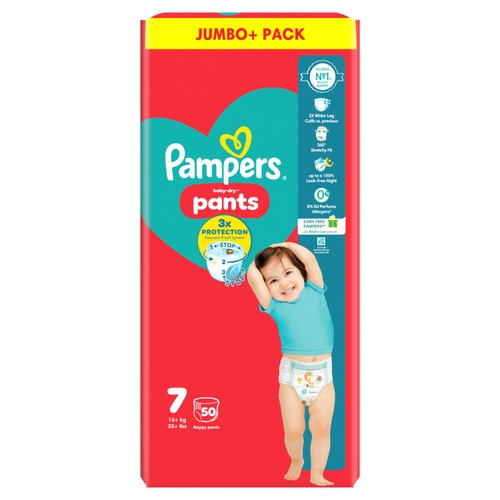 Pampers Baby-Dry Nappy Pants, Size 7 15kg+ Jumbo Pack thumbnail 7