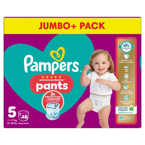 Pampers Premium Protection Nappy Pants, Size 5 (12-17kg) Jumbo+ Pack thumbnail 7