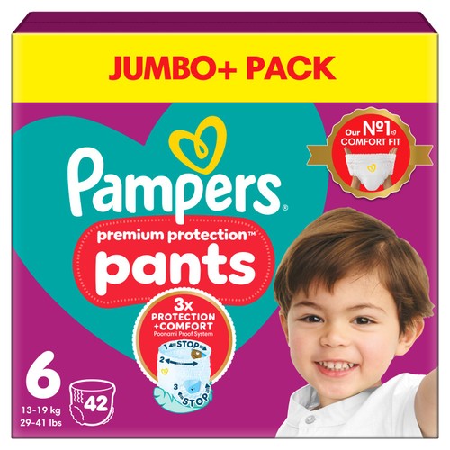 Pampers Premium Protection Nappy Pants, Size 6 (15kg+) Jumbo+ Pack thumbnail 2