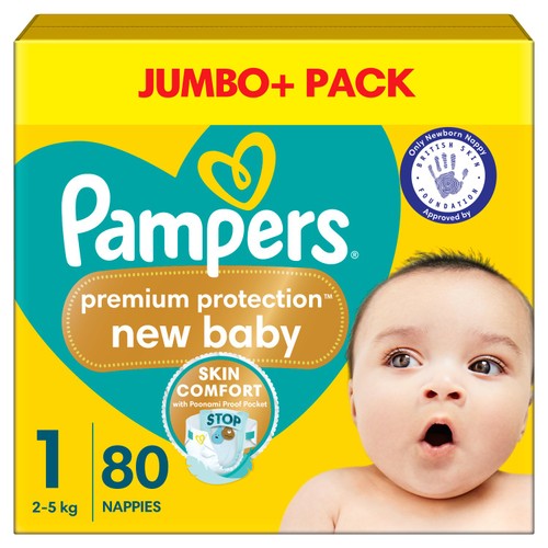 Pampers New Baby Nappies, Size 1 (2-5kg) Jumbo+ Pack thumbnail 2