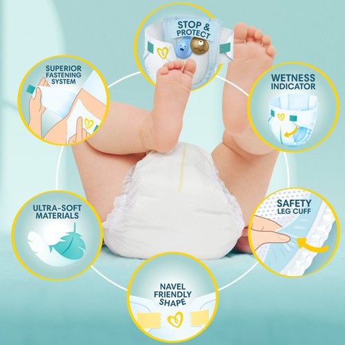 Pampers New Baby Nappies, Size 1 (2-5kg) Jumbo+ Pack thumbnail 5