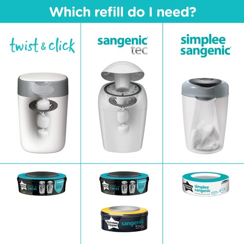 Tommee Tippee Twist & Click Nappy Bin Refill Casette thumbnail 6