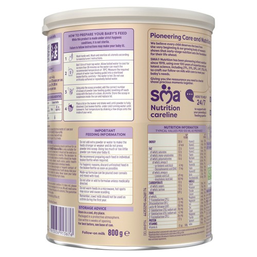 SMA Advanced Follow-on Baby Milk Powder Formula 6-12 months 800g thumbnail 2