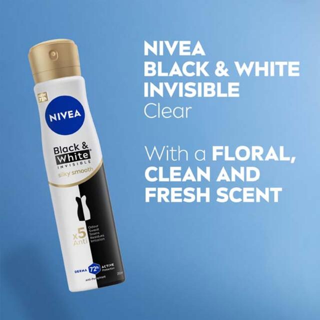 NIVEA Black & White Silky Smooth Anti-Perspirant Deodorant Spray  thumbnail 6