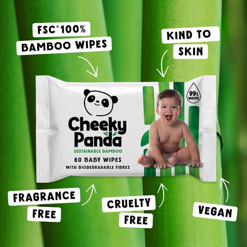 Cheeky Panda Bamboo Baby Wipes, 12 x 60 Wipes thumbnail 3