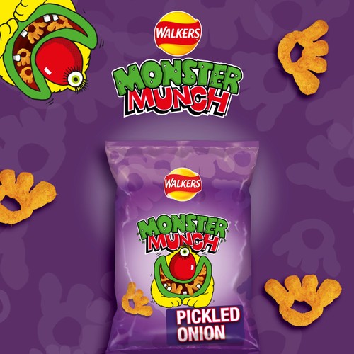 Walkers Monster Munch Pickled Onion Multipack Snacks Crisps 6x20g thumbnail 3