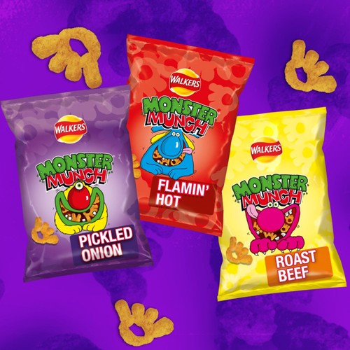 Walkers Monster Munch Pickled Onion Multipack Snacks Crisps 6x20g thumbnail 4