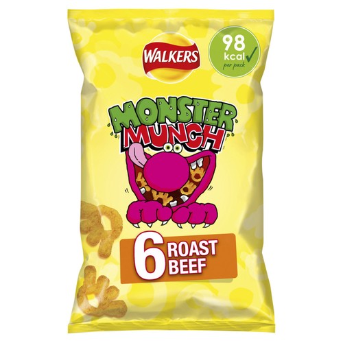 Walkers Monster Munch Roast Beef Multipack Snacks Crisps 6x20g thumbnail 3