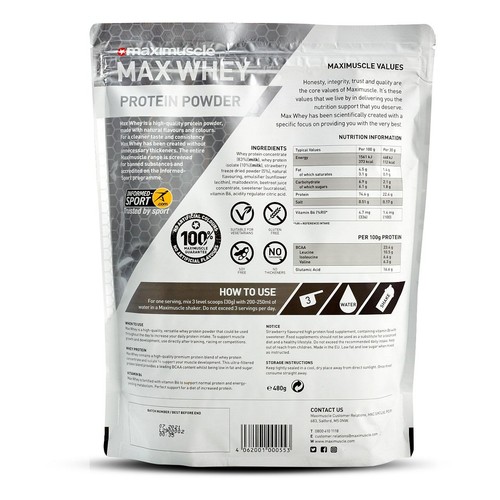 Maximuscle Strawberry Max Whey Protein Powder  thumbnail 2