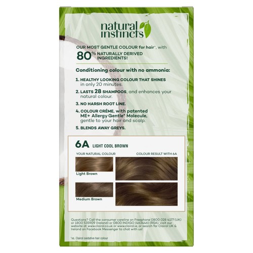 Clairol Natural Instincts Hair Dye 6A Light Ash Brown thumbnail 3