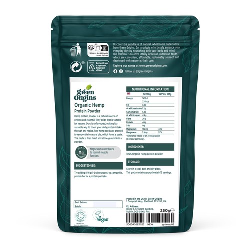 Green Origins Organic Raw Hemp Protein Powder thumbnail 2