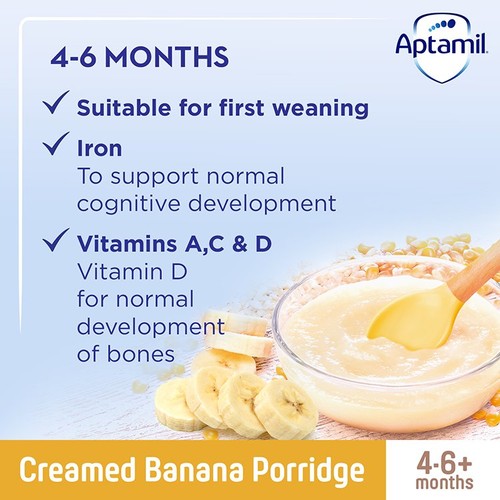 Aptamil Creamed Banana Porridge Baby Cereal 4+ Months thumbnail 2