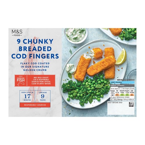 M&S 9 Chunky Cod Fish Fingers Frozen thumbnail 3