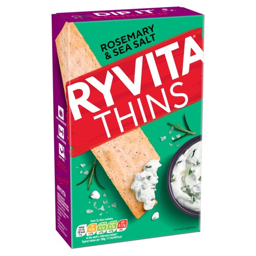 Ryvita Thins Rosemary & Sea Salt Flatbread Crackers thumbnail 2