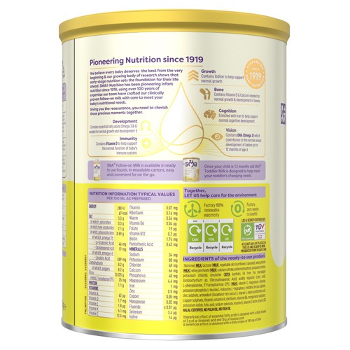 SMA Stage 2 Follow-on Baby Milk Formula Powder From 6-12 Months 800g thumbnail 2