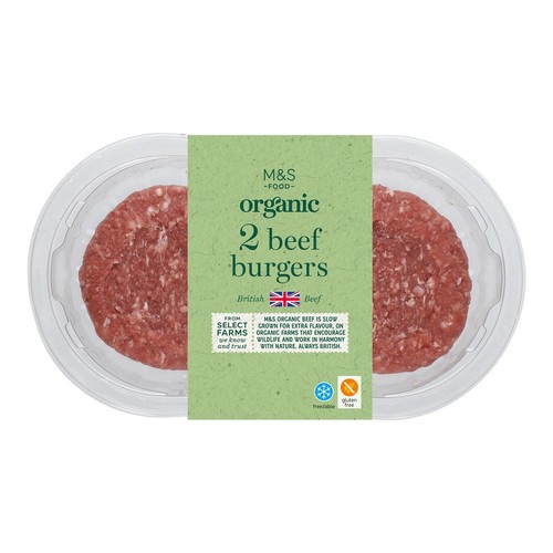 M&S Organic 2 British Beef Burgers