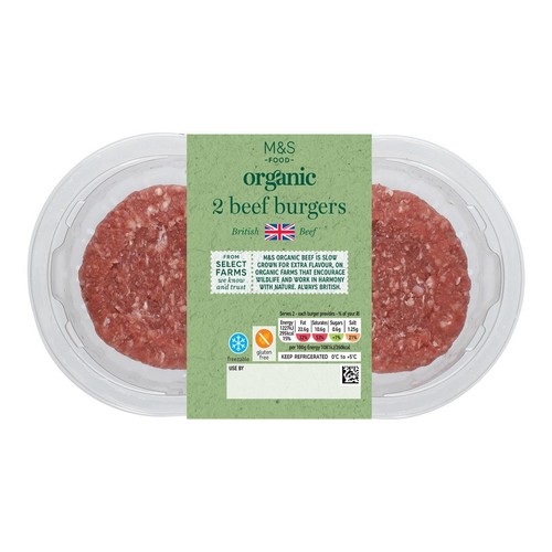 M&S Organic 2 British Beef Burgers thumbnail 2