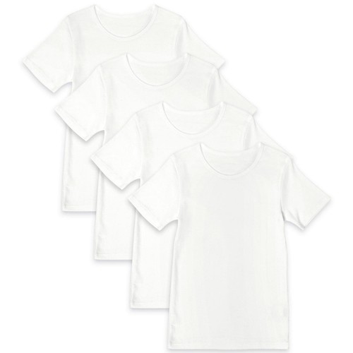 M&S Cotton Short Sleeve Vests, 6-7 Years, White