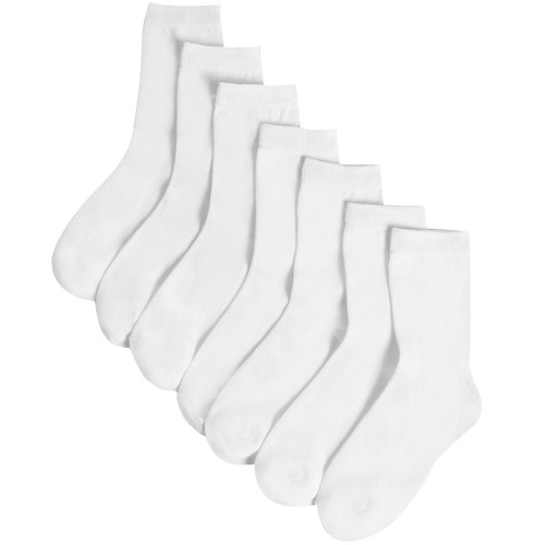 M&S Kids Ankle School Socks, Shoe Size 4-7 Small, White,