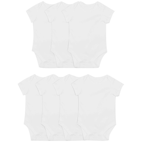M&S Baby Cotton Short Sleeve Bodysuits, White, 9-12 Months thumbnail 2