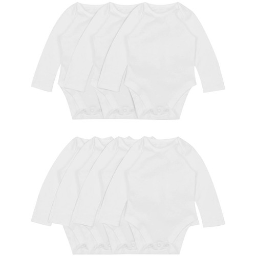 M&S Baby Cotton Long Sleeve Bodysuits, White, 12-18 Months thumbnail 2