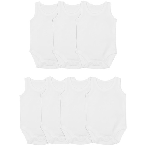 M&S Baby Cotton Sleeveless Bodysuits, White, 6-9 Months thumbnail 2
