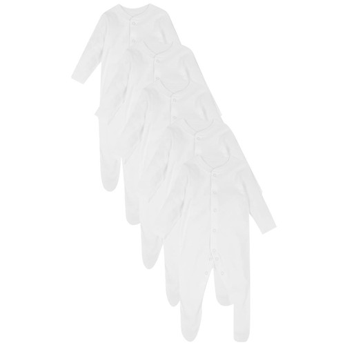 M&S Baby Pure Cotton Sleepsuits, White, 6-9 Months thumbnail 2