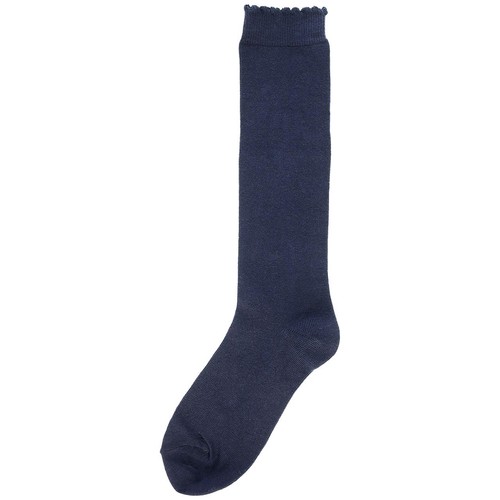 M&S Girls Cotton Knee High Socks, Shoe Size 12.5-3.5, Navy thumbnail 2