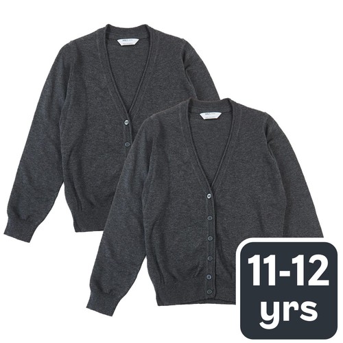 M&S Girls Pure Cotton Cardigan, 11-12 Years, Grey