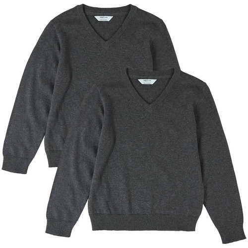 M&S Unisex Pure Cotton Jumper, 7-8 Years, Grey thumbnail 3