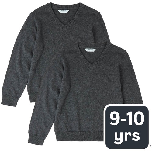 M&S Unisex Pure Cotton Jumper, 9-10 Years, Grey