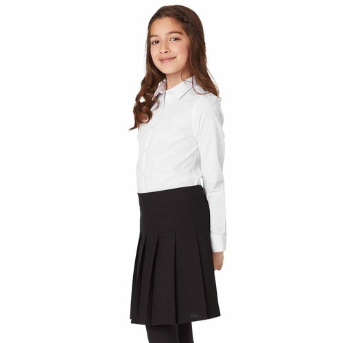 M&S Girls' Slim Fit Easy to Iron Blouses, Size 8-9 Years, White thumbnail 2