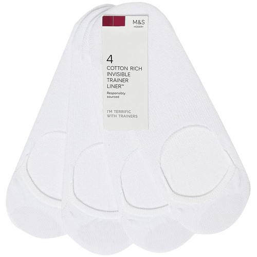 M&S Womens Invisible Trainer Liner Socks, Size 6-8, White thumbnail 2