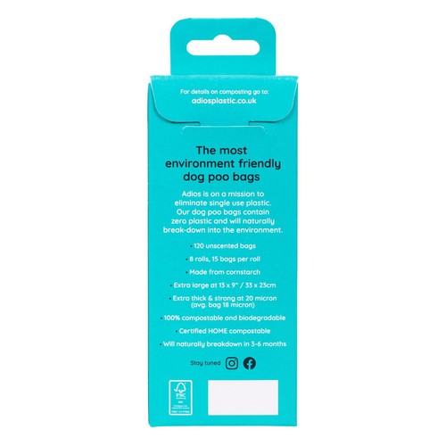 Adios Compostable & Biodegradable Dog Poo Bags - Pink  thumbnail 2