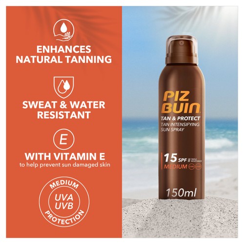 Piz Buin Tan & Protect Tan Intensifying Sun Cream Spray SPF15 thumbnail 2