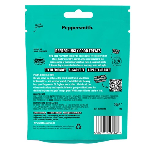 Peppersmith 100% Xylitol Mighty Pouch Peppermint Mints thumbnail 2