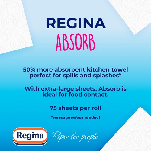 Regina Absorb Kitchen Roll 150 Supersized Sheets 2 Roll thumbnail 5