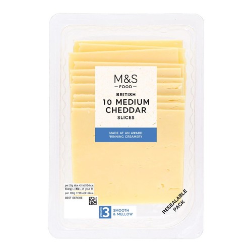 M&S British Medium Cheddar 10 Slices thumbnail 2
