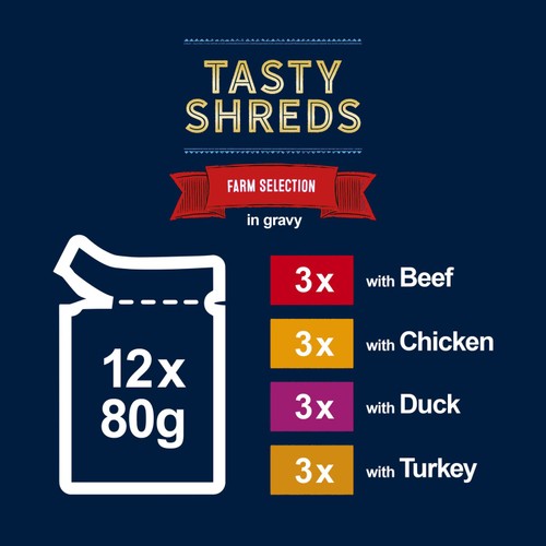 Felix Tasty Shreds Farm Selection in Gravy Wet Cat Food thumbnail 9