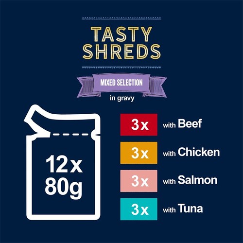 Felix Tasty Shreds Mixed Selection in Gravy Wet Cat Food thumbnail 6