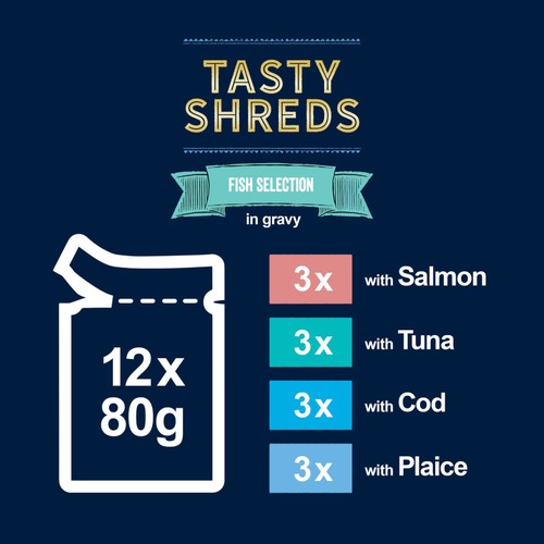 Felix Tasty Shreds Fish Selection in Gravy Wet Cat Food  thumbnail 8