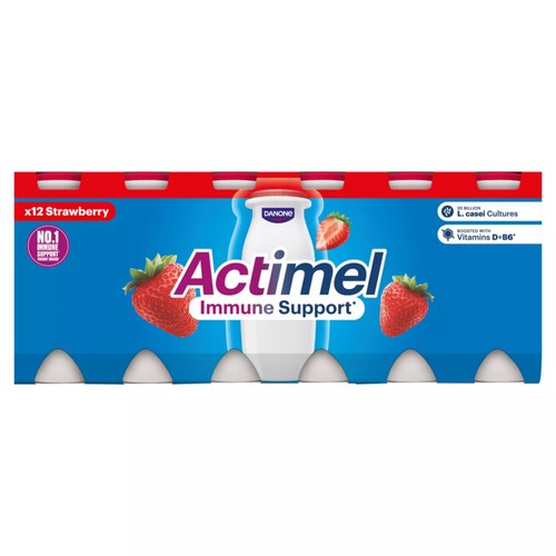 Actimel Strawberry Immune Support Yoghurt Drink Multipack thumbnail 2