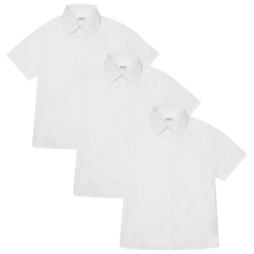 M&S Boys Easy Iron School Shirts, 11-12 Years, White thumbnail 2
