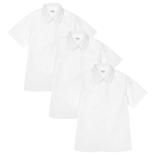 M&S Boys Slim Easy Iron School Shirts, 10-11 Years, White thumbnail 2