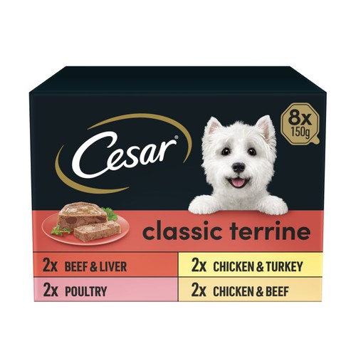 Cesar Classics Terrine Dog Food Trays Mixed in Loaf