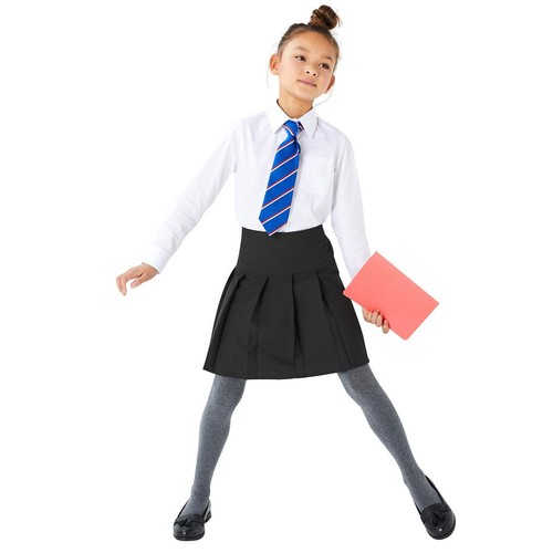 M&S Girls Crease Resistant School Skirts, 6-7 Years, Black