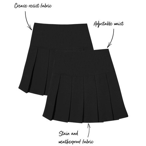 M&S Girls Crease Resistant School Skirts, 4-5 Years, Black thumbnail 2